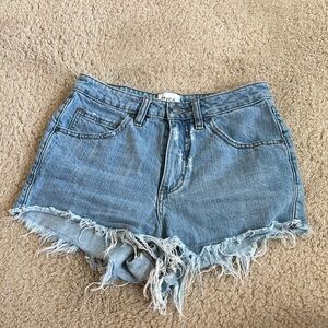 RVCA Women's Light Blue Frayed Jean Shorts